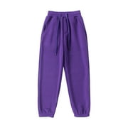 Huvoen Toddler Girl'S High Elastic Waist Sweatpants Toddler Baby Boys Girls Candy Color Solid Color Leggings Casual Kids Sports Pants Purple 8 Years